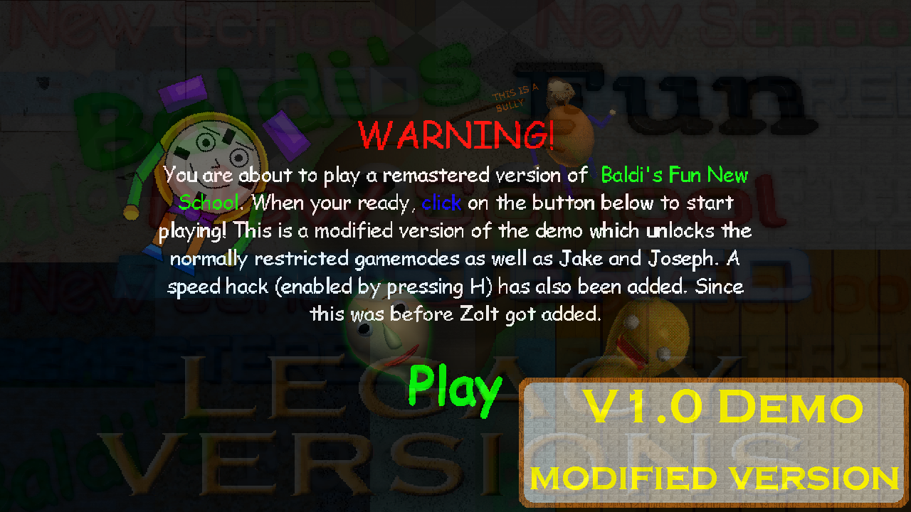 Johnster Space Games on X: Baldi's Fun New School Remastered V1