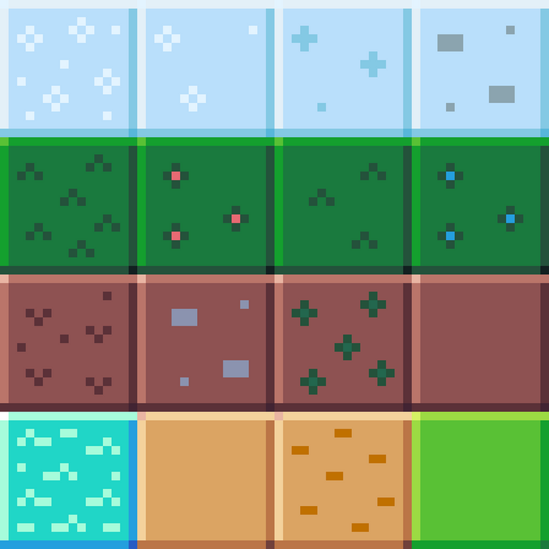 2d pixel art Box type map tiles by Kana Games
