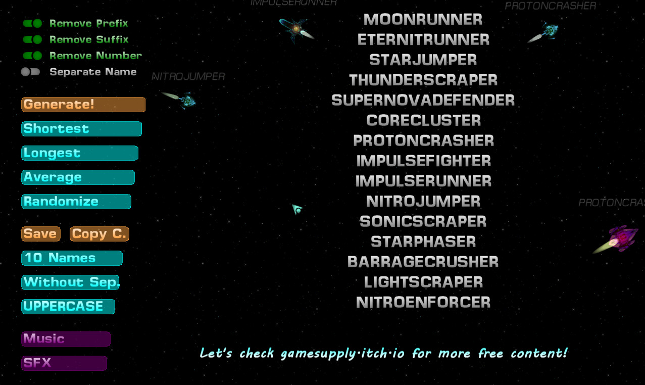 SpaceShip Name Generator [TOOL] by GameSupplyGuy