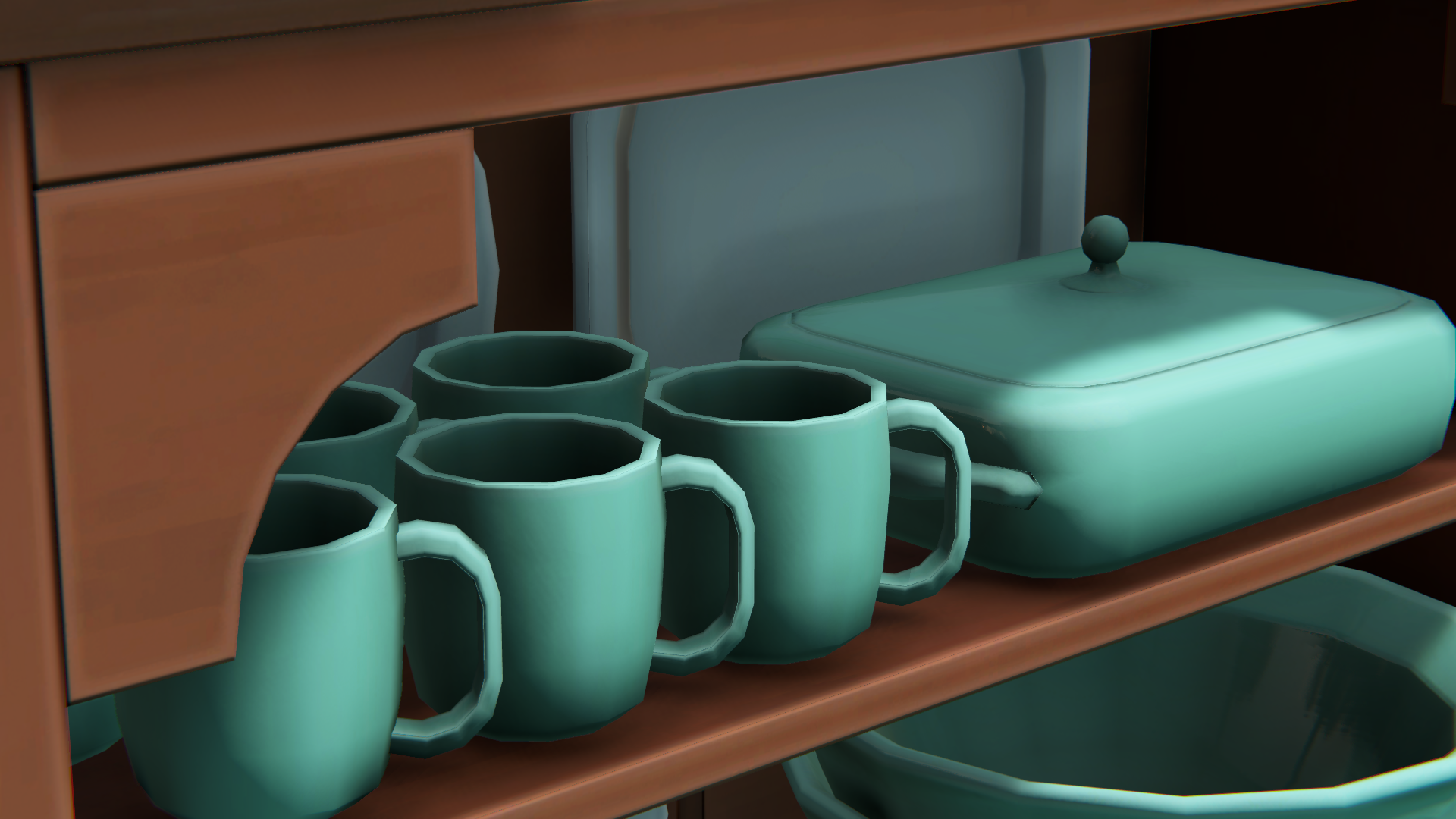 Stylized Cupboard And Tableware Fbx And Hi Rez Textures By Aender Lara