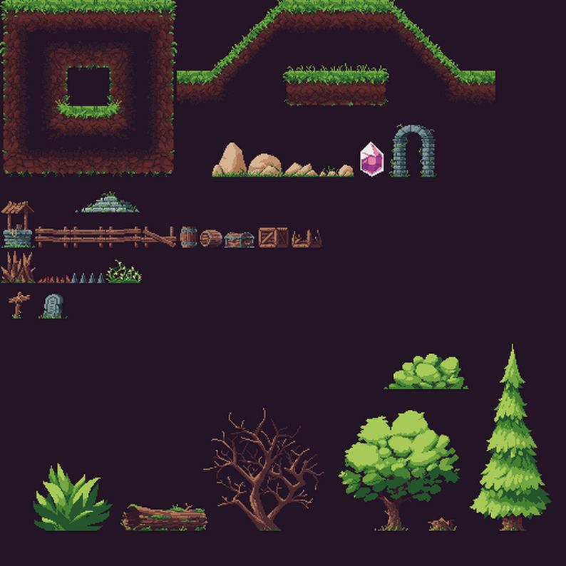 Platformer tileset [Nature/Medieval] [32X32] by Shurrriken