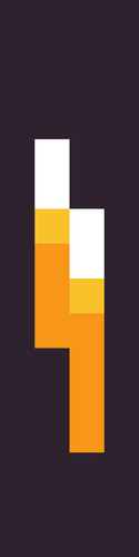 Pixel art bullet with a white tip and orange body on a dark background