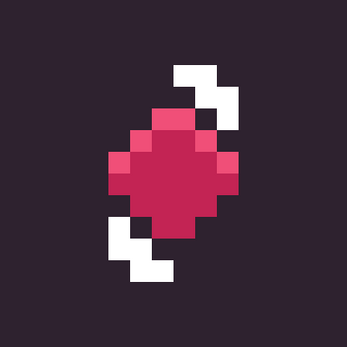 Pixel art red bomb with white highlights on a dark background