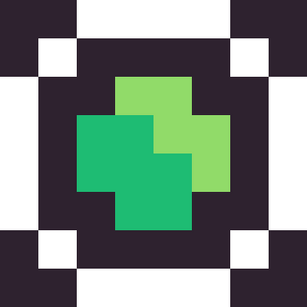 Pixel art green spinning bullet with a dark border and square corners on a transparent background