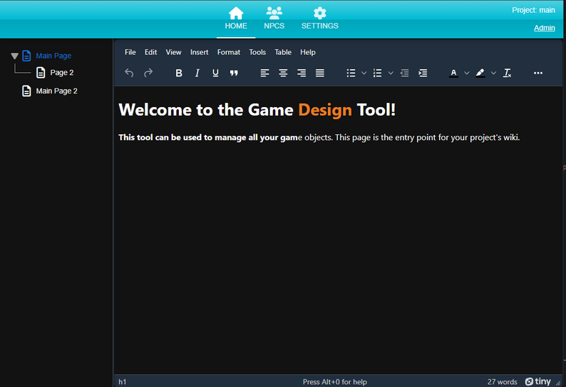 Game Design Tool by bird-mtn-dev