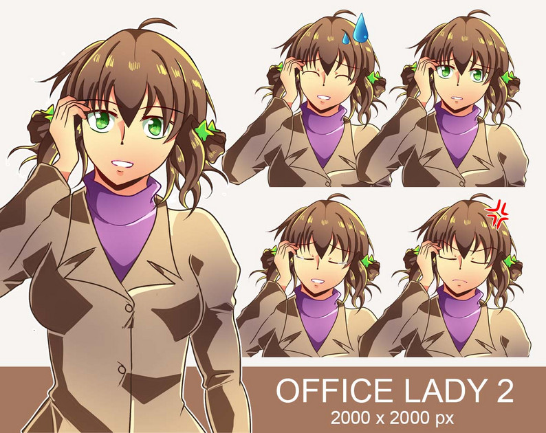 Office Lady 2 Free Character Sprite Asset Visual Novel Sprite by NSAID