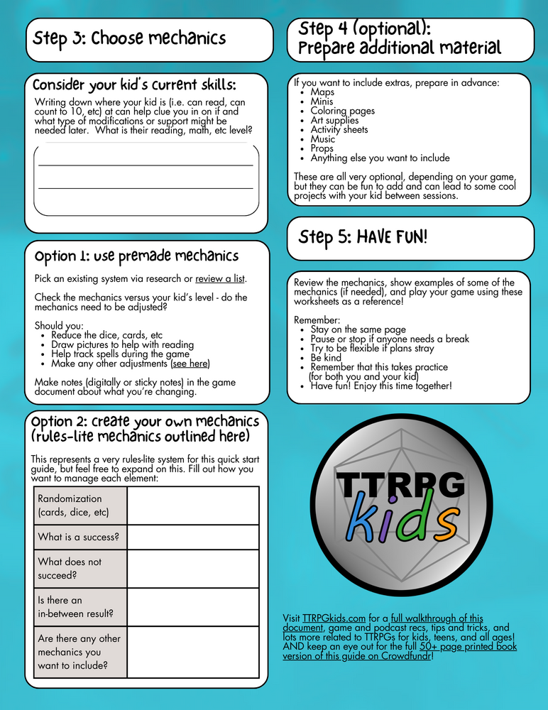 Kid Rpg Making a tabletop RPG for YOUR particular kid: The Quickstart Guide by ...
