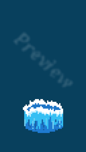 Pixel art animation of a blue water spell effect with splashing waves on a dark background
