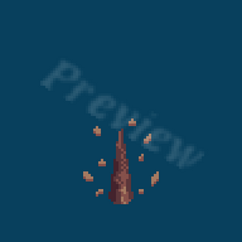 Animated pixel art of a brown earth spike emerging from the ground with debris flying outward