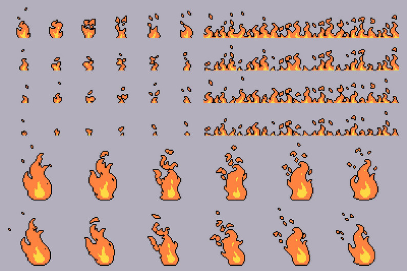 Fire Pixel Art Animations By Free Game Assets (GUI, Sprite, Tilesets)