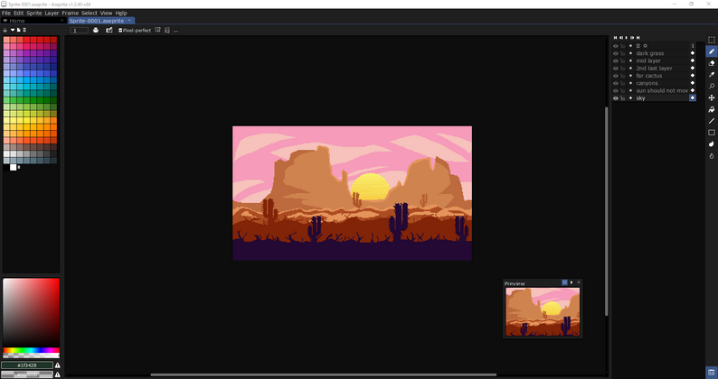 Grand Canyon 2D pixel art scroller background by TheRustyArt