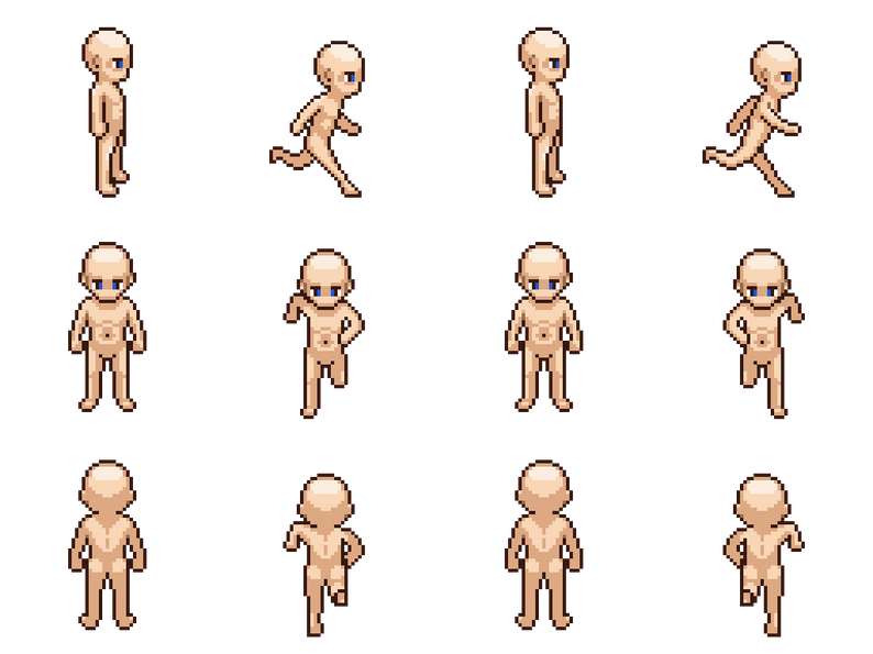 Detailed Human/Character Base Pixel Art Sprites in Various Poses 64x64p ...