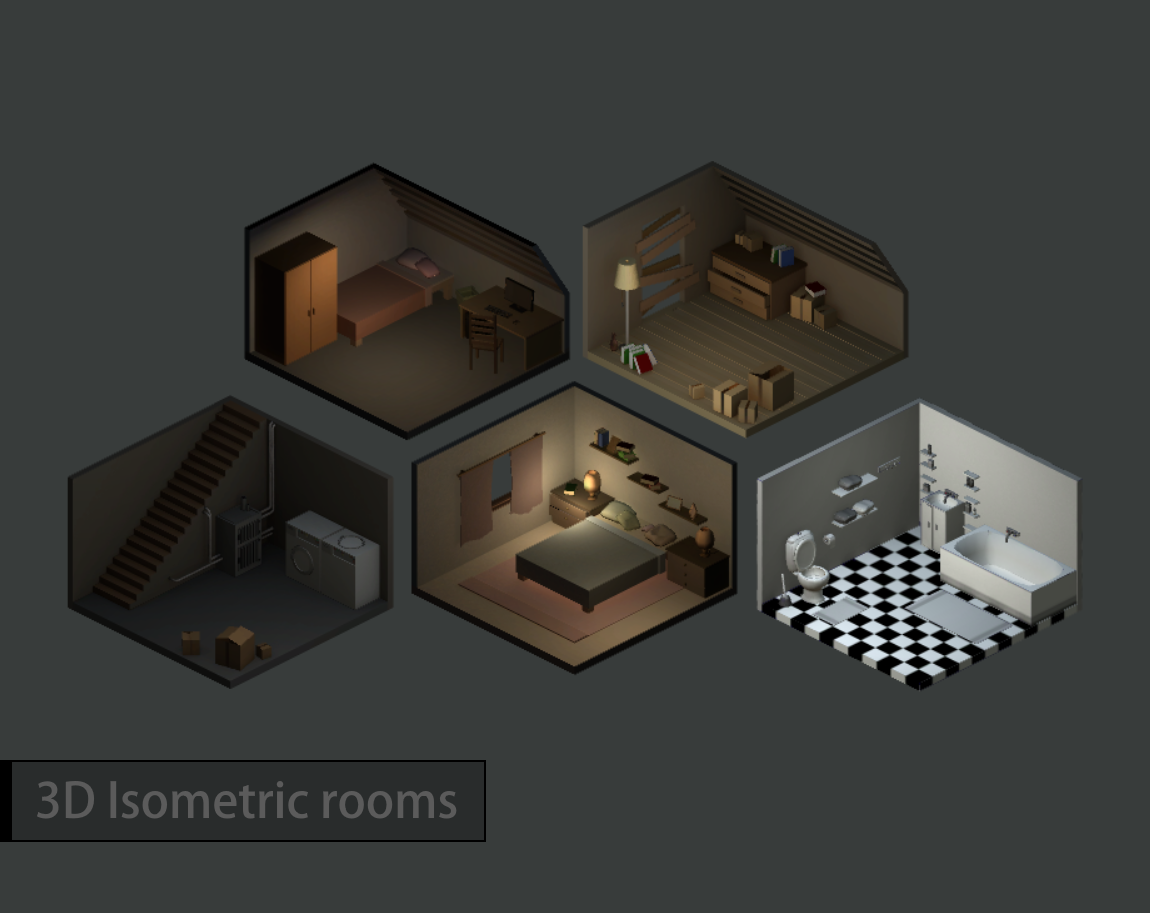 3D Isometric Rooms by David Jakubec