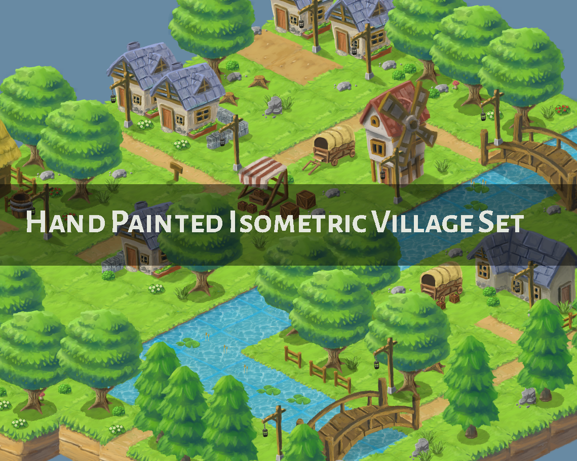 Isometric Small Village Set
