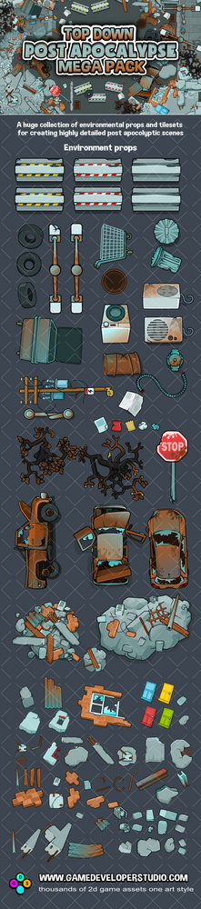 Top down post apocalypse mega environment creation pack by Robert ...