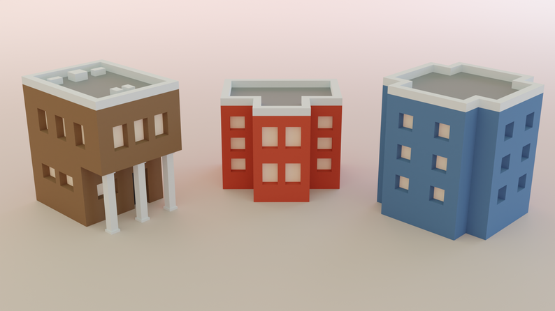 Low Poly Buildings (Multiple Colors and Variations!) by GualtierisGG