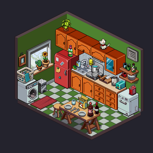 Kitchen for my Tiny Assets. - Isometric Interiors - Tileset by @pixel ...