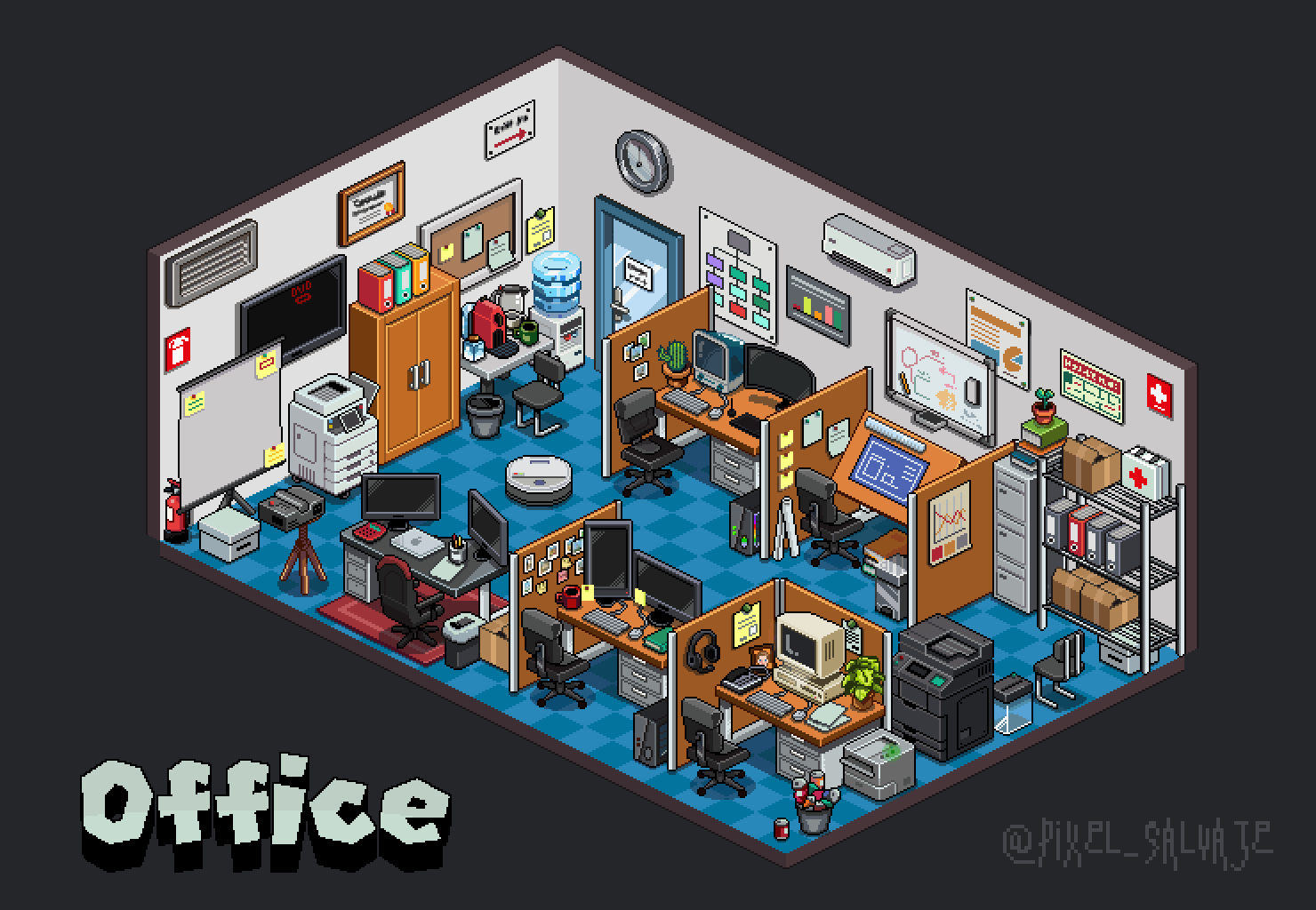Isometric Interiors - Tileset by @pixel_Salvaje