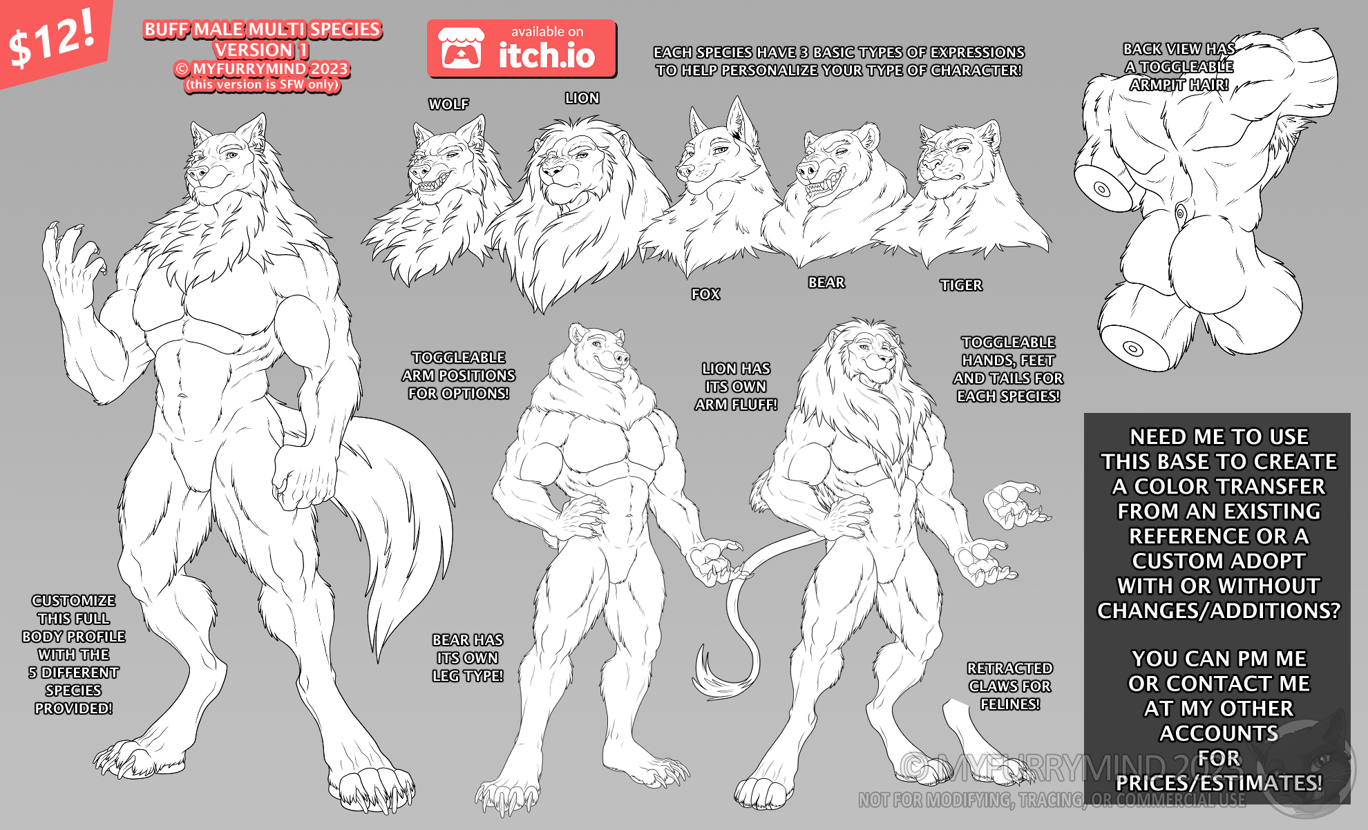 Base - Buff Male Multi Species V1 + Wolf Only V1.5 (SFW) by