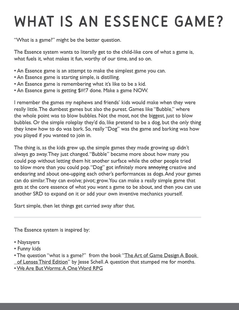 Essence System Reference Document by Monkeyslunch