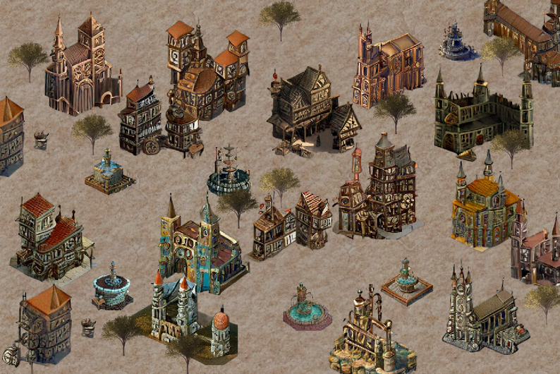 Isometric Buildings Sprites pack x340 by vfrabasil