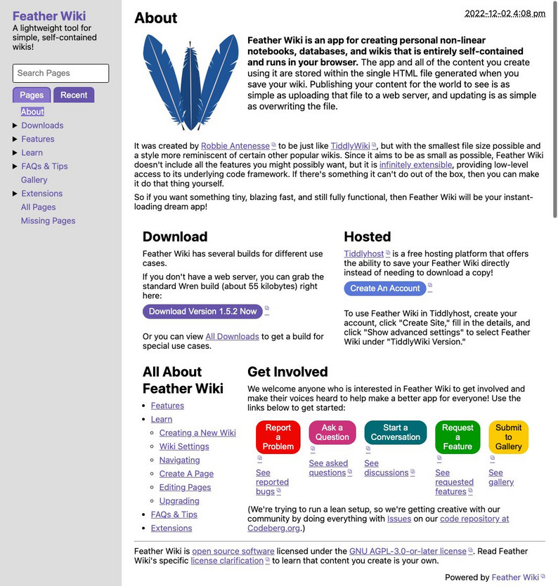 Feather Wiki by Alamantus GameDev