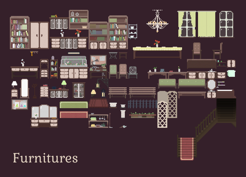 16x16 Sidescroller Floral Vintage Interior & Exterior Tilesets by ん.