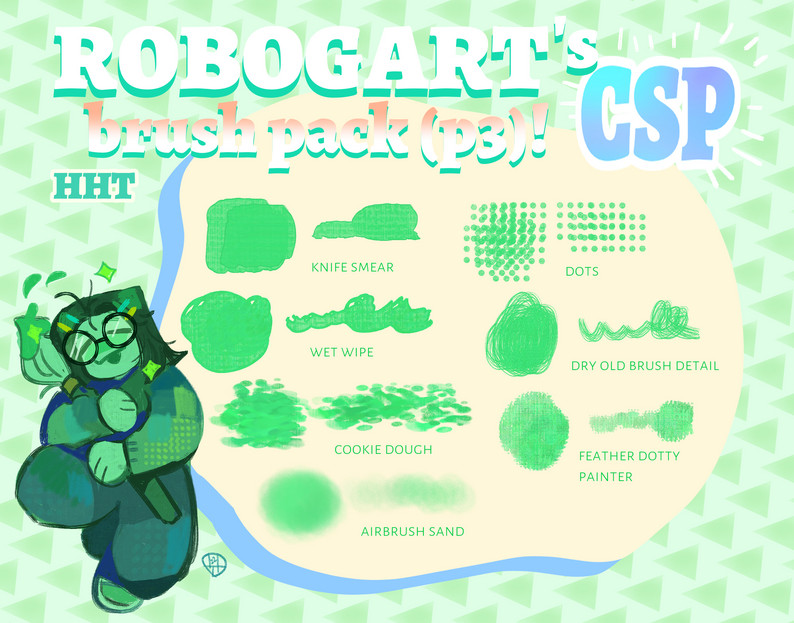 ROBOGART's Super Brush Pack! (P1 P5) [CSP brushes, .sut files!] by robogart