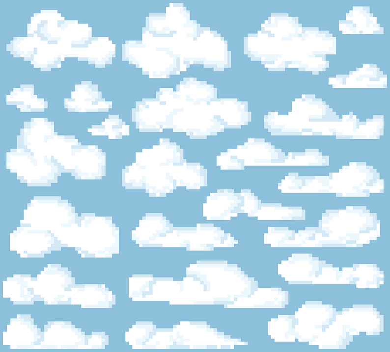 Pixel Clouds set icons by JustAJoke