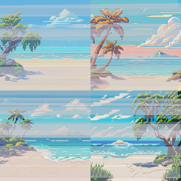 Pixel Art Beach Backgrounds by 3dStudios