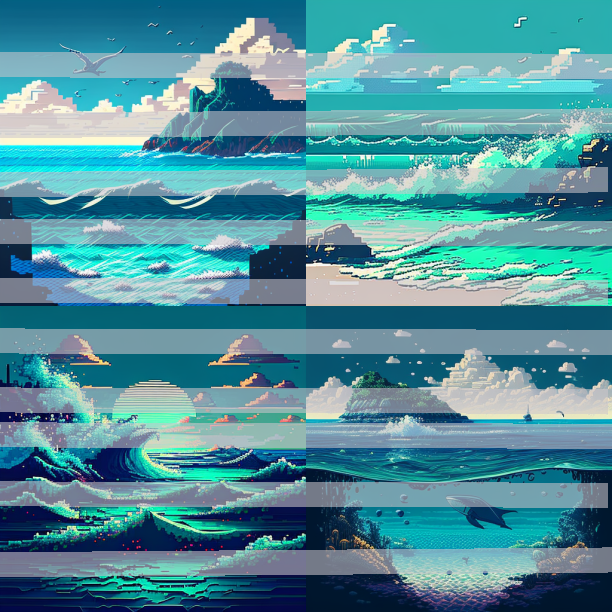 Pixel Art Ocean Backgrounds by 3dStudios