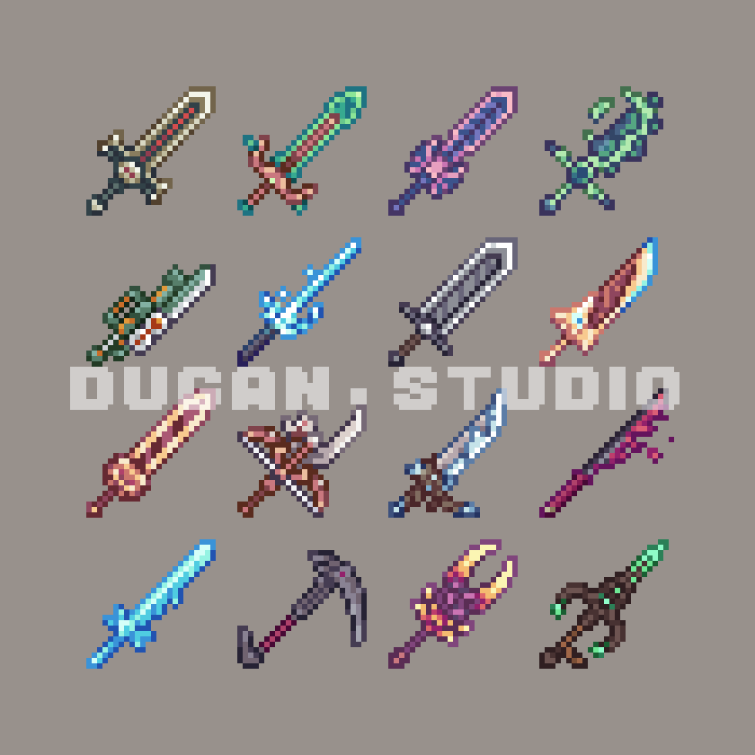 64 Fantasy Pixel Sword Collection 24x24 Pack II by dugan.studio