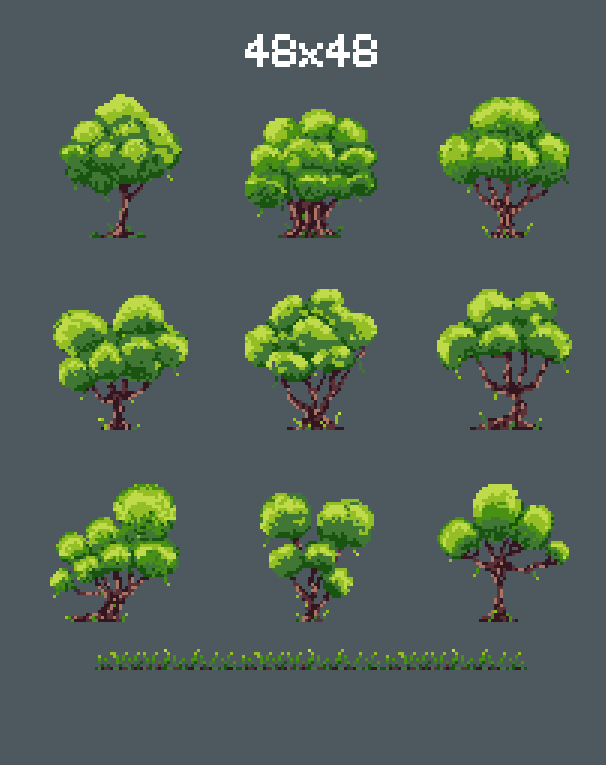 48x48 Jungle Trees and grass -10 Item by Graph Script Dev