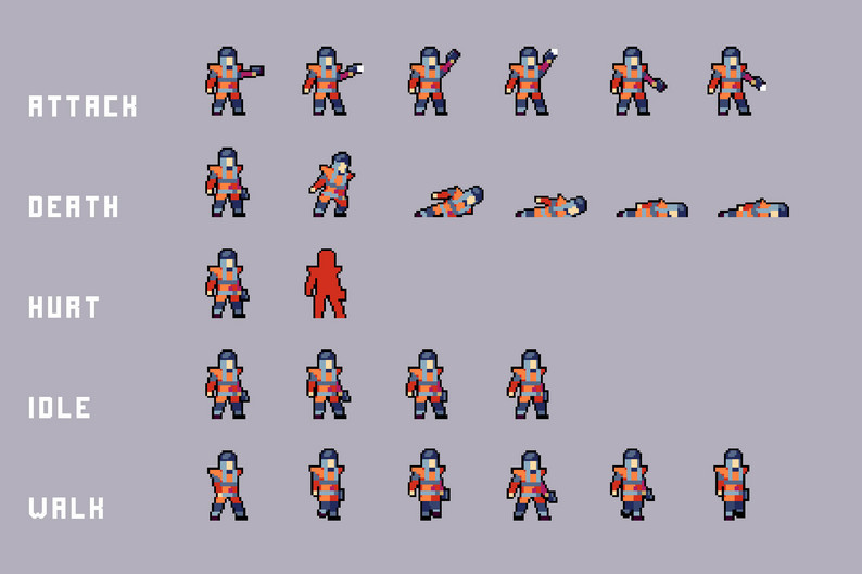 Set of Enemies Characters for Platformer Pixel Art by Free Game Assets ...