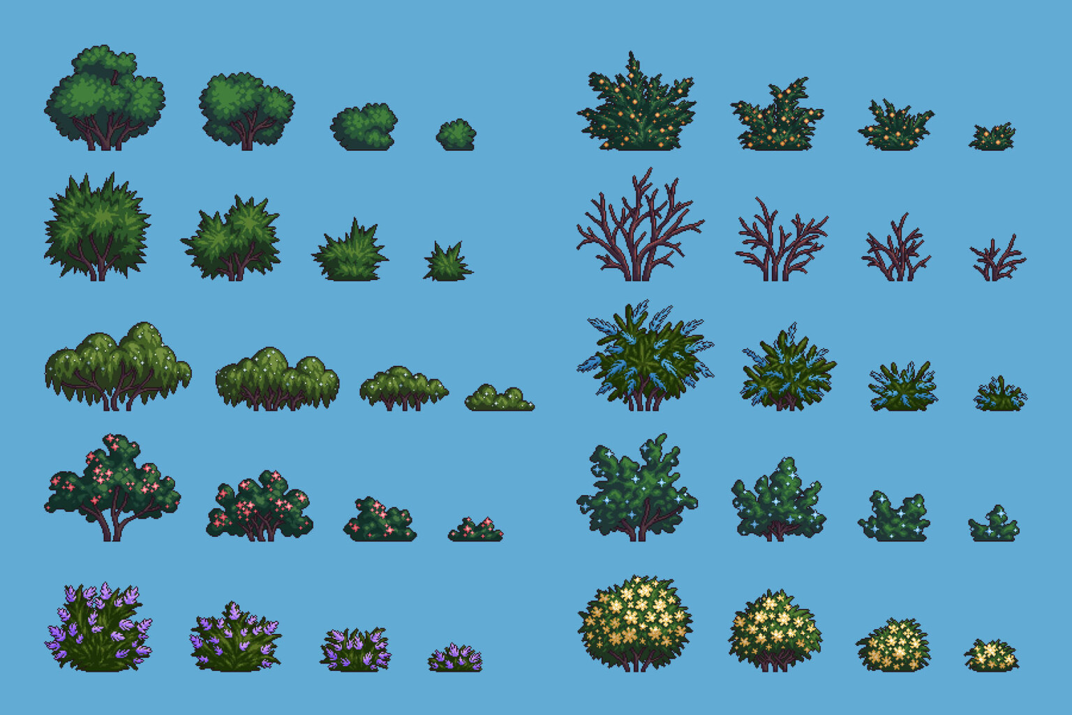 BUSH ASSETS PIXEL ART PACK by christiam michael