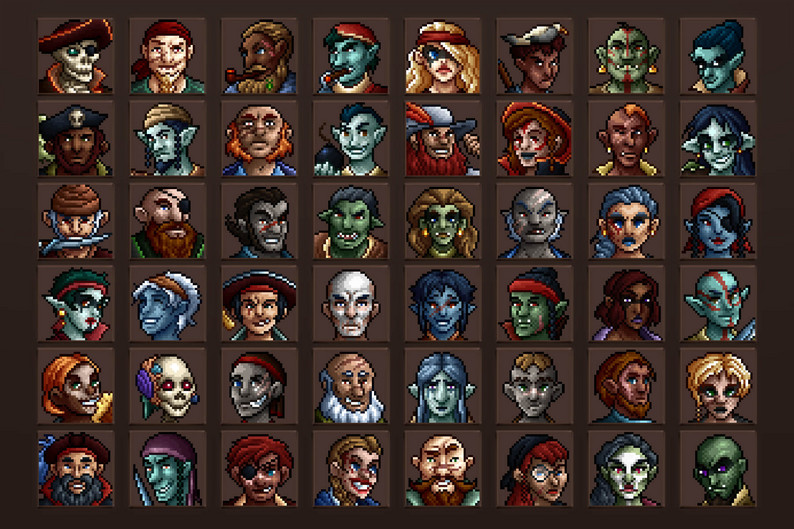 Pirate Avatar Pixel Art by Free Game Assets (GUI, Sprite, Tilesets)