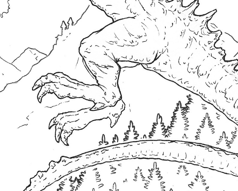 Dragon Battle - Colouring Page & Stock Art by Into the Weird Blue Yonder