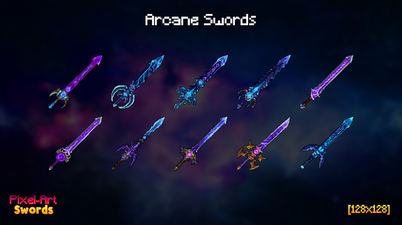 Pixel-Art Swords [128x128] by King Game Assets