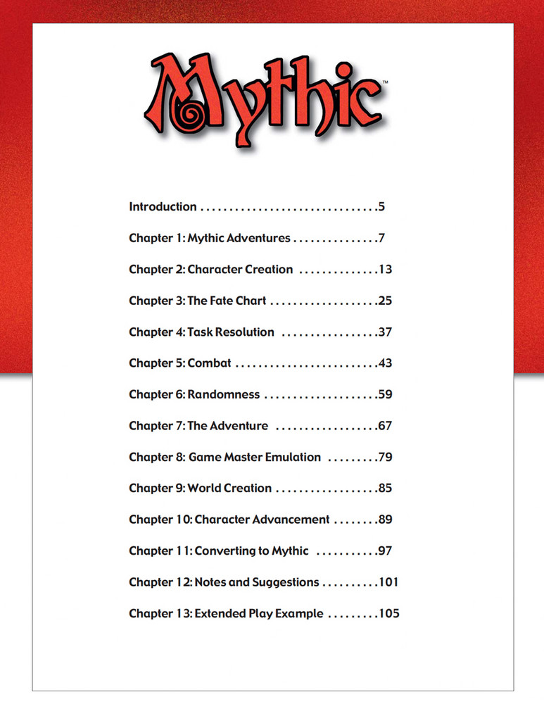 Mythic Role Playing Game By Word Mill Games