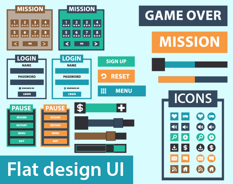 Flat game User Interface ultimate Bundle by SunGraphica