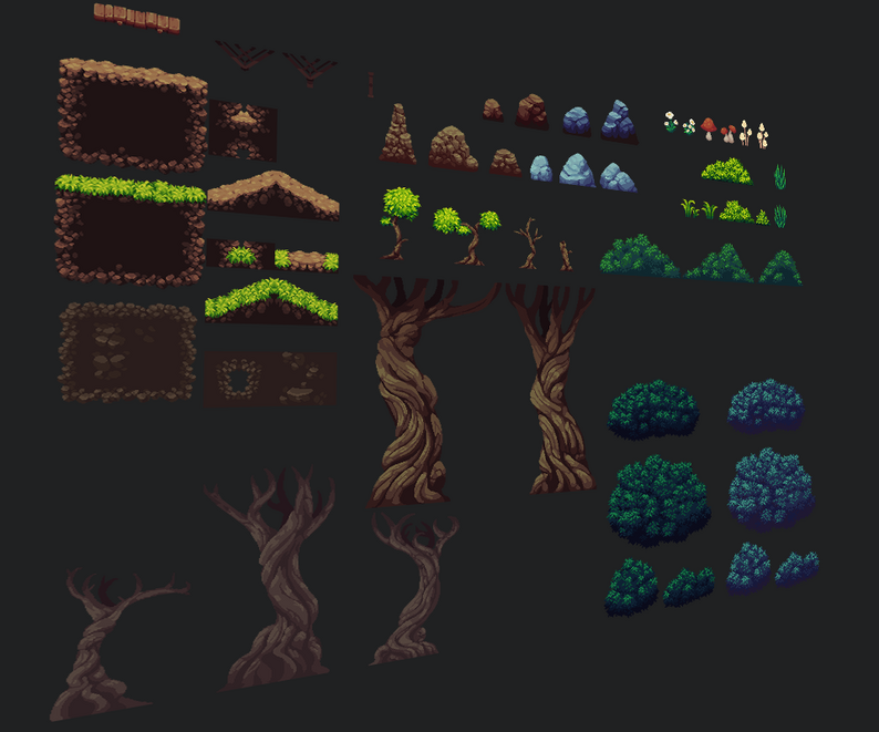 The Sidescroller's Forest Tileset [32x32] by Icko