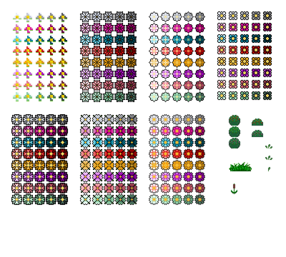 2d Flower Tileset Pixelart By Ninapixelart