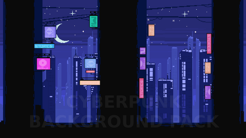 2D Pixel Art CYBERPUNK Backgrounds by Arludus