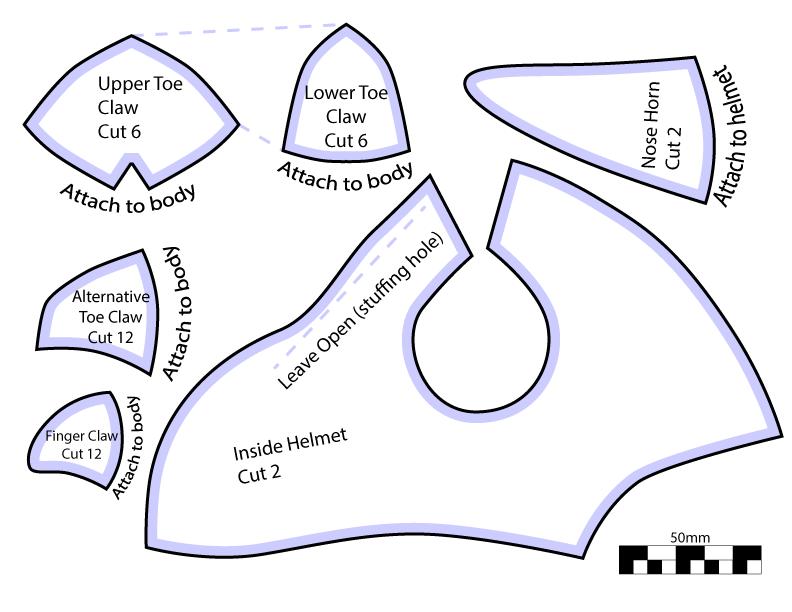 Greymon Helmet and Claws Sewing Pattern by PixelMech
