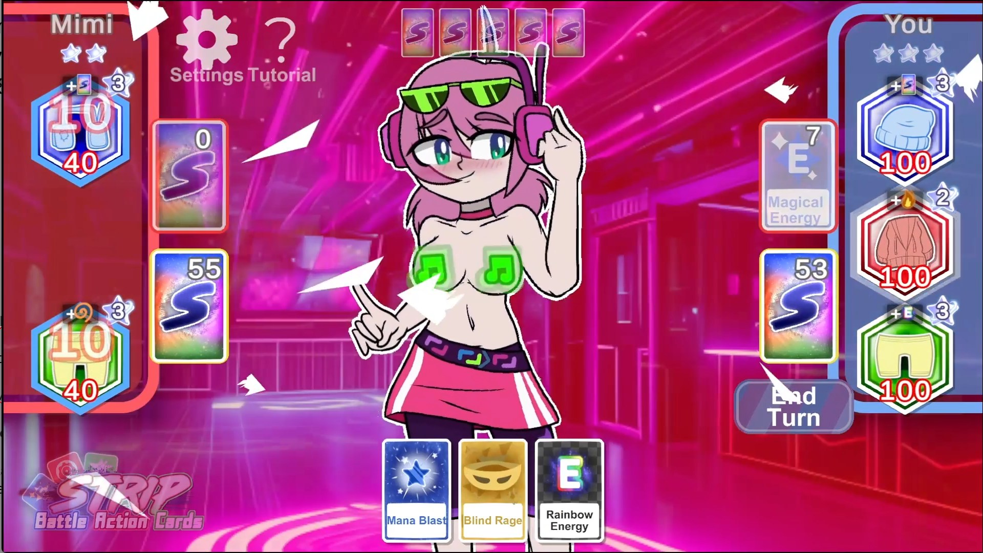 Strip battle action cards gameplay