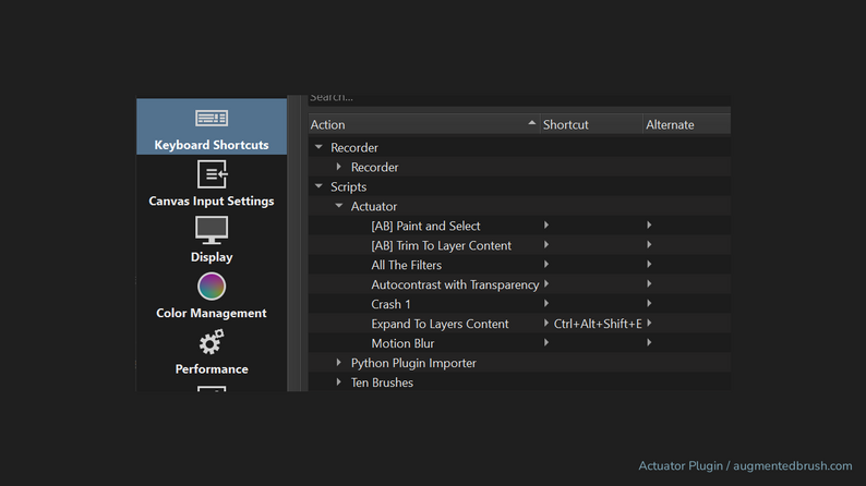 Actuator - Speed up your Krita workflow - Plugin by Augmented Brush