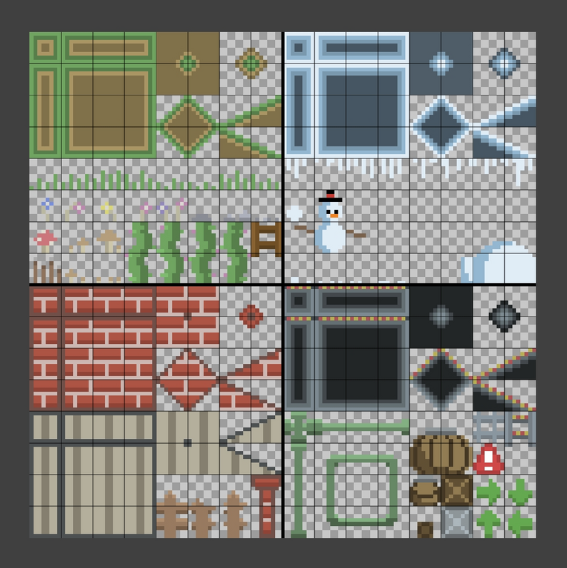 8x8 Platformer Pixel Art Tileset and 16x16 Character by SynKrown Games