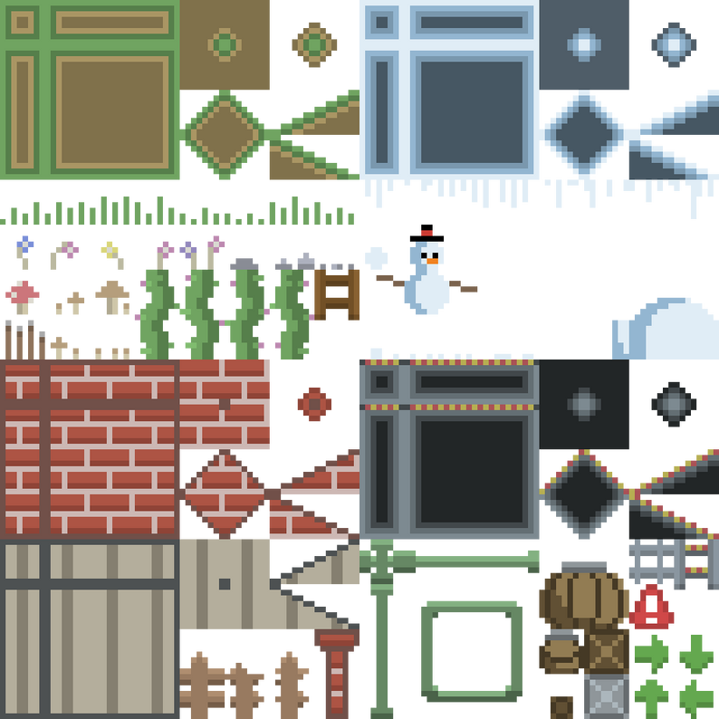 8x8 Platformer Pixel Art Tileset and 16x16 Character by SynKrown Games