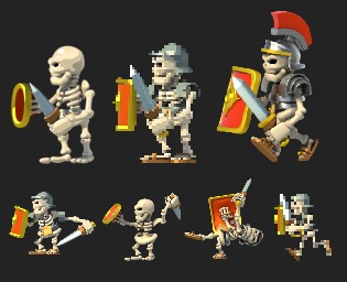 Skeleton (Roman soldier) Cartoon -Side View by frederico4d