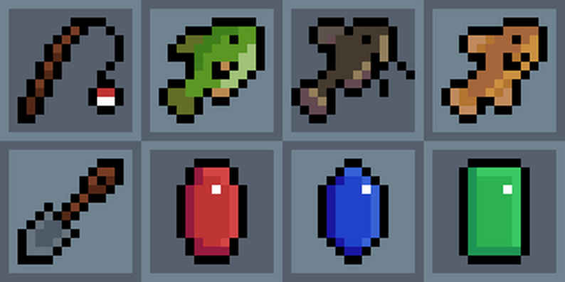 16x16 Beginner Pixel Art Item Pack by benjaminkford